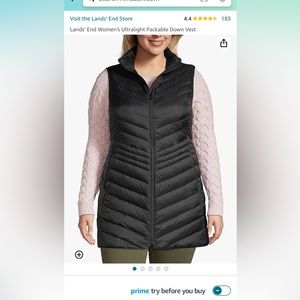 NWOT Lands' End Women's Ultralight Packable Down Vest black large